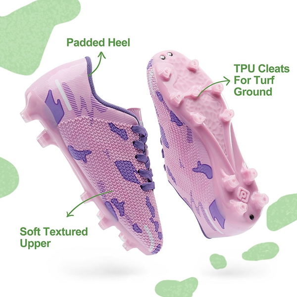 Kids Earth Surface Pattern Soccer Shoes - PINK PURPLE - 3